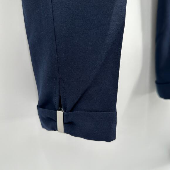 White House Black Market NWT Navy Drapey Crop Pant Zipper Gold Hardware // 6 - Picture 5 of 10